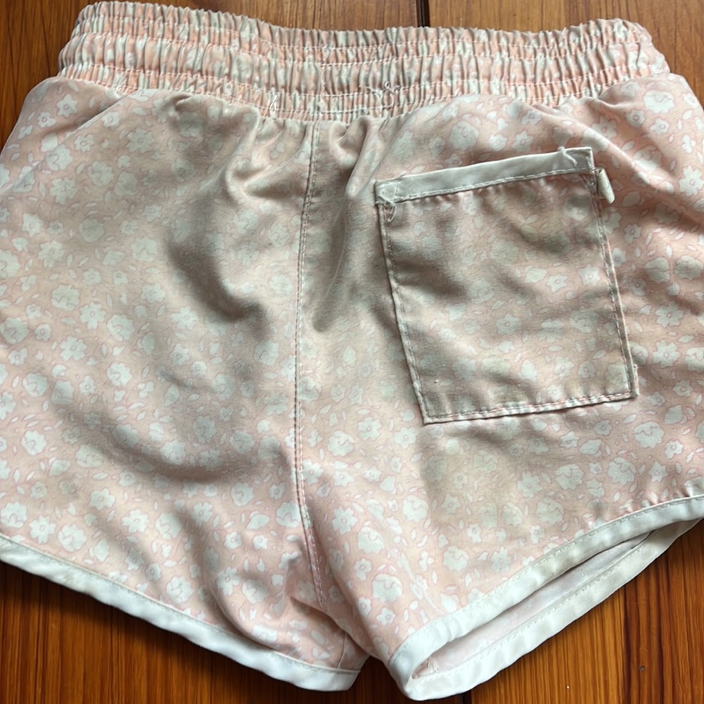 Kids Pink Floral Swim Trunks with Drawstring - Picture 3 of 4